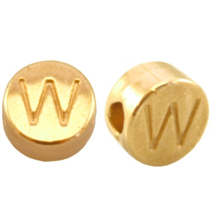 Perles alphabet en m&eacute;tal DQ lettre W Dor&eacute; (sans nickel)
