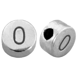 Perles chiffres en m&eacute;tal DQ 0 Argent&eacute; antique (sans nickel)