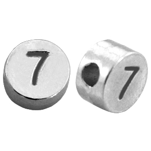 Perles chiffres en m&eacute;tal DQ 7 Argent&eacute; antique (sans nickel)