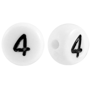 Perles acryliques chiffres 4 blanc