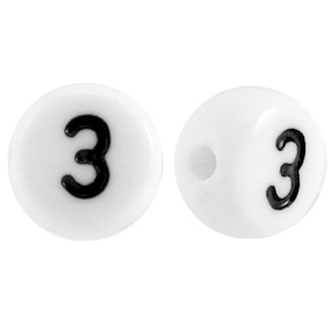 Perles acryliques chiffres 3 blanc
