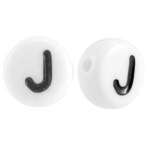 Perles acryliques alphabet lettre J blanc