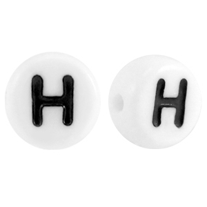 Perles acryliques alphabet lettre H blanc