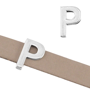 Poussoir en m&eacute;tal DQ lettre "P" &Oslash;10.3x2.3mm argent&eacute; antique (sans nickel)