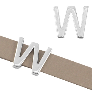 Poussoir en m&eacute;tal DQ lettre "W" &Oslash;10.3x2.3mm argent&eacute; antique (sans nickel)