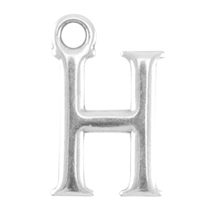 Perles alphabet en m&eacute;tal DQ lettre H argent&eacute; antique (sans nickel)