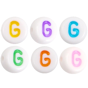 Perles acryliques alphabet lettre G multicolore-blanc