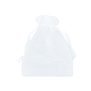 Sachet &agrave; bijoux en organza 9x12cm blanc