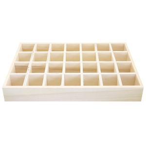 Pr&eacute;sentoir bijoux en bois 28 cases naturel (couleur naturelle du bois)
