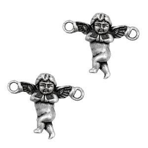 Breloques en m&eacute;tal TQ connecteur ange argent&eacute; antique