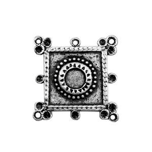 Breloques en m&eacute;tal TQ carr&eacute; avec serti pour Swarovski PP32 argent&eacute; antique