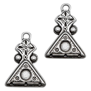 Breloques en m&eacute;tal TQ triangle avec serti + 3 &oelig;illets argent&eacute; antique