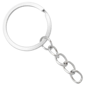 Porte-cl&eacute;s anneau 25mm argent&eacute; antique