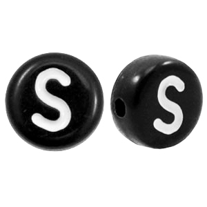 Perles acryliques alphabet lettre S noir