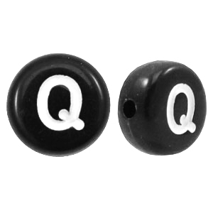 Perles acryliques alphabet lettre Q noir