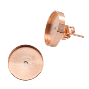 Boucles d'oreilles Polaris Steel avec serti pour cabochon 12mm dor&eacute; ros&eacute;