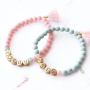 Bracelets macram&eacute; avec perles alphabet en m&eacute;tal DQ