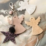 Magnifiques porte-cl&eacute;s en cuir DQ et en simili cuir avec anges et &eacute;toiles