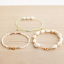 Vous allez pouvoir confectionner ces articles d&rsquo;&eacute;t&eacute; avec du fil macram&eacute;, des perles d&rsquo;eau douce et des perles coquillage :