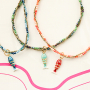 Nouveau! Collier en perles &agrave; facettes et cr&eacute;oles en c&oelig;urs
